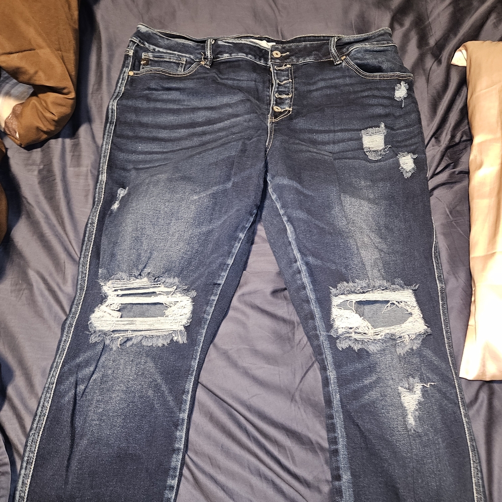 KanCan Dark Blue Distressed Skinny Jeans